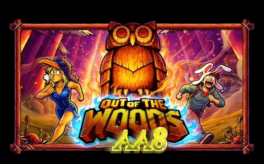 Interface do jogo de slot Out of the Woods com personagens temáticos